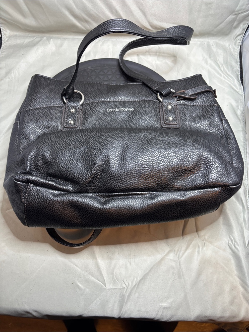 Liz Claiborne Black Pebbled Leather Shoulder Bag